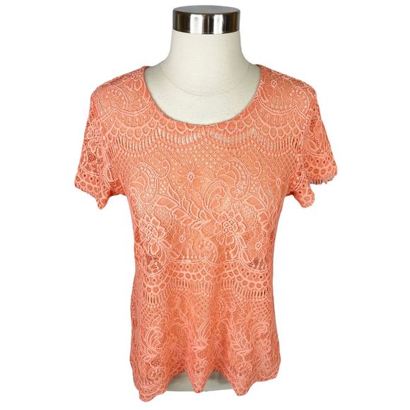 Maurices Coral Crochet Lace Blouse - Size Medium - Picture 3 of 5